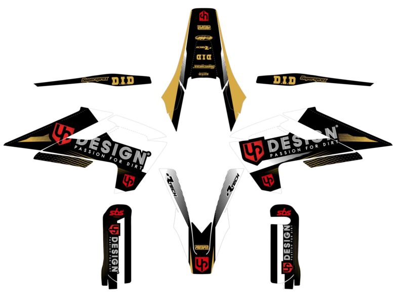 Kit déco pour Husqvarna TE250 / TE300 (2017-2019) – UP SPIKE noir et blanc