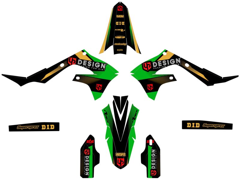 Kit déco KAWASAKI KX450 F 2019 – UP Design SPIKE Noir-Vert