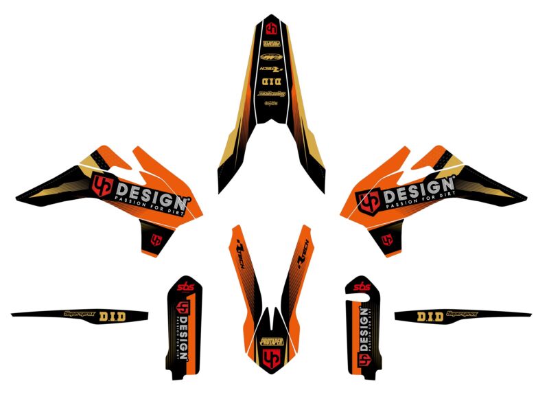 Kit déco KTM EXC 125 à 500 (2012-2013) – UP SPIKE Noir Orange