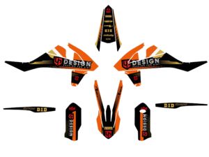 Kit déco moto KTM EXC EXC-F 125/250/300/350-F/450-F/500-F (2017-2019) – UP SPIKE Noir Orange