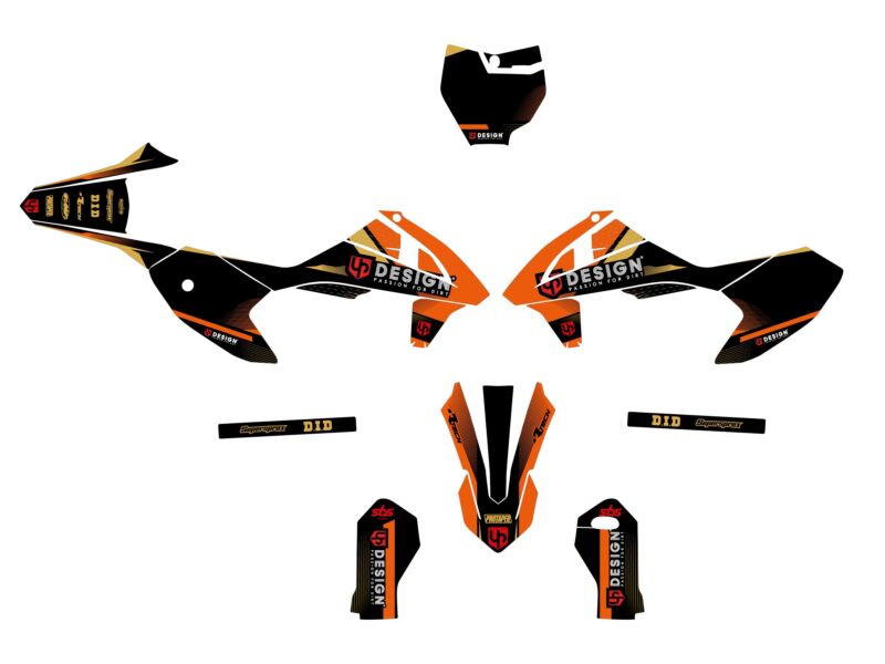 Kit déco moto – KTM SX 50 (1998-2001) – UP – Noir Orange – SPIKE
