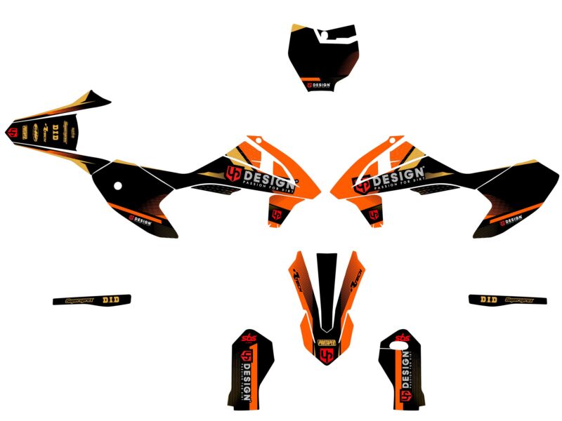 Kit déco KTM SX 50 (2020-2023) – SPIKE Noir-Orange – UP