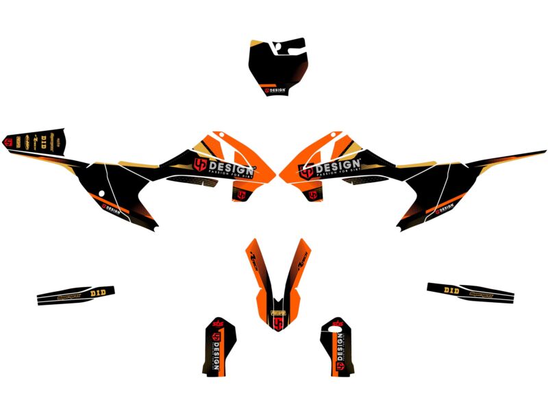 Kit déco KTM SX 65 2000-2001 – UP SPIKE Noir-Orange