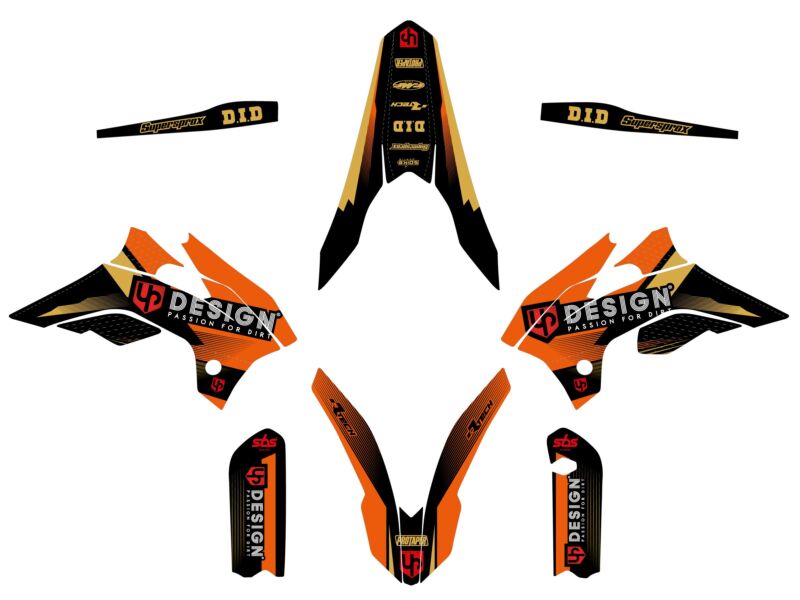 Kit déco KTM SX 85 2015-2017 – UP – Spike Noir-Orange