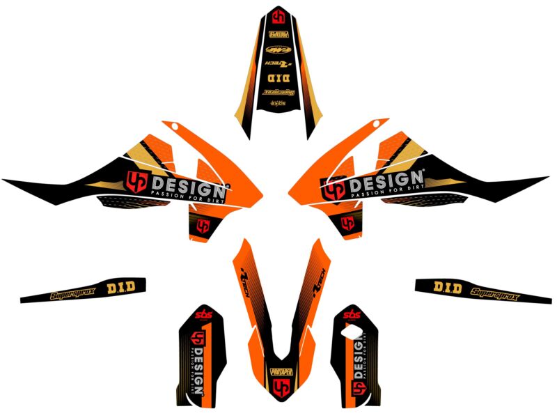 Kit déco moto KTM SX 85 (2018-2023) – Design SPIKE – UP Noir-Orange
