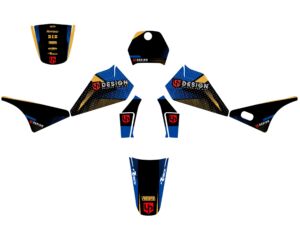 Kit déco Yamaha PW80 4BC (1983-2012) – Vinyle UP SPIKE Noir-Bleu