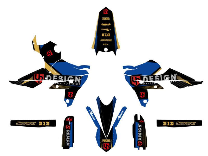 Kit déco Yamaha WR250 F 2015-2019 – SPIKE Noir/Bleu – UP