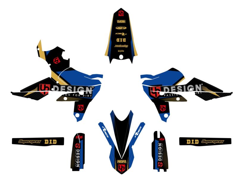 Kit déco pour Yamaha WR450 F (2012-2015) – UP Design SPIKE Noir-Bleu