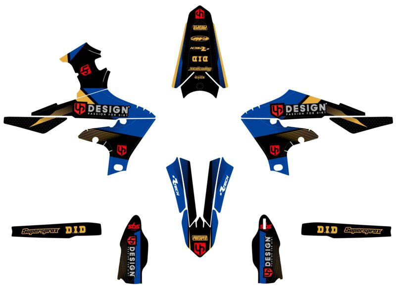 Kit déco moto Yamaha YZ450F 2018-2022 – UP Spike Noir-Bleu