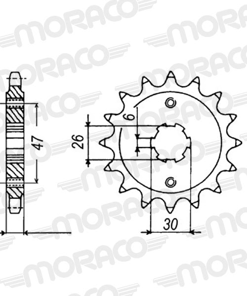 Pignon sortie de boîte Yamaha TR1 5A8 (1981–1983) – Supersprox PB80016 – Pas 630 – 16 dents – Acier