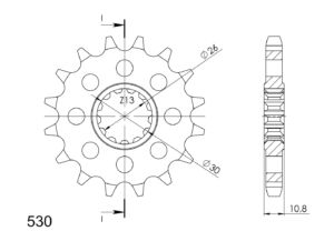 Pignon sortie de boîte Yamaha FZS1000 Fazer 2001–2005 & YZF1000 R1 1998–2003 – Supersprox PB80116 – Acier 16 dents – Pas 530