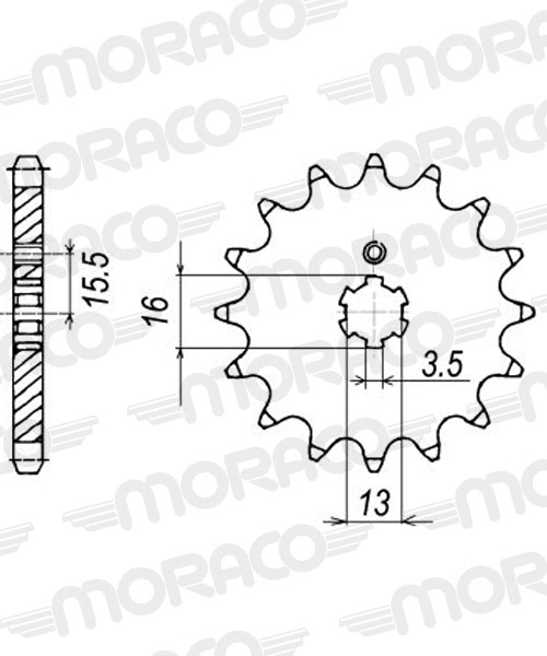 Pignon sortie de boîte Suzuki GT80 TS80 (1981–1984) – Acier Supersprox PC10214 Pas 428 – 14 dents