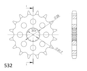 Pignon sortie de boîte 14 dents – Pas 532 – Acier Supersprox PC80014 – Moto
