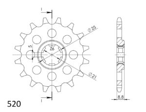 Pignon sortie de boîte Husqvarna CR250 1992-1998 / WR250 / Kawasaki KX500 – 14 dents – Supersprox PE30214