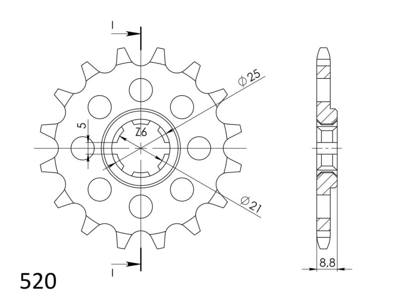 Pignon sortie de boîte Husqvarna CR250 1992-1998 / WR250 / Kawasaki KX500 – 14 dents – Supersprox PE30214