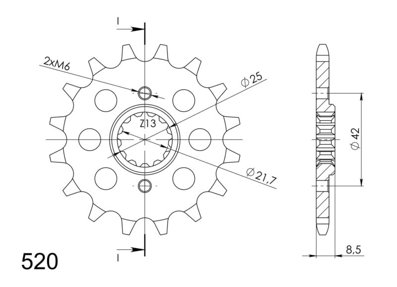 Pignon sortie de boîte Kawasaki KLR250, KLR600, ZXR400 1984-1999 – Supersprox – PE50215 – Acier 15 dents Pas 520