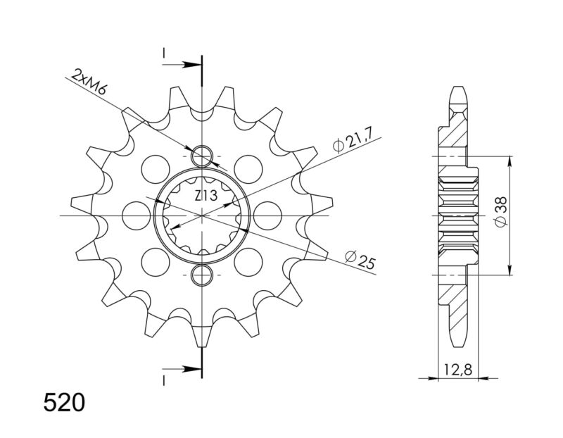 Pignon sortie de boîte Kawasaki KLR650/KLX650 (1990-2004) – Supersprox PE50515 – Acier 15 dents pas 520
