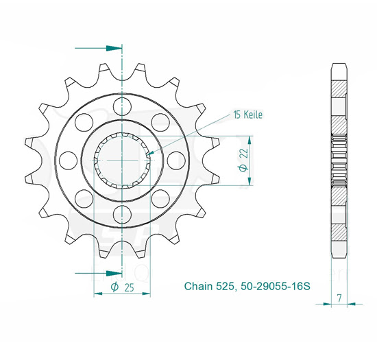 Pignon de sortie de boîte Supersprox 50-29055-16S – Acier SCM45 renforcé