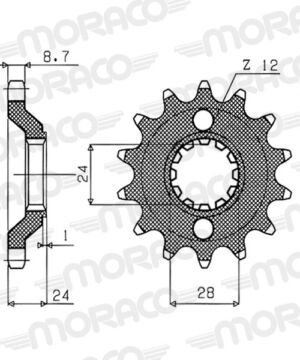 Pignon sortie de boîte Kawasaki ZZR1100 C1/C2/C3 (1990-1992) – Supersprox – PE80617 – Acier – Pas 530 – 17 dents