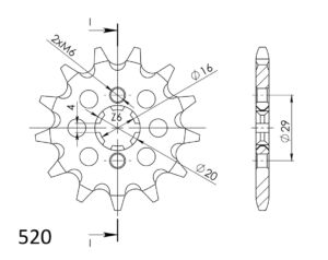 Pignon sortie boîte Kawasaki KX125 (1986–1993), Yamaha IT 200 S (1988) – Supersprox PK20012 – Acier 12 dents Pas 520