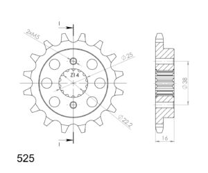 Pignon sortie de boîte Ducati 1000 Biposto / GT / 1098 / Monster – 2006 à 2013 – Supersprox PN60815 – Acier Pas 525
