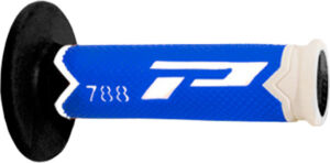Poignées moto 22/25mm Progrip 788 Blanc/Bleu Fluo/Noir – Triple Densité