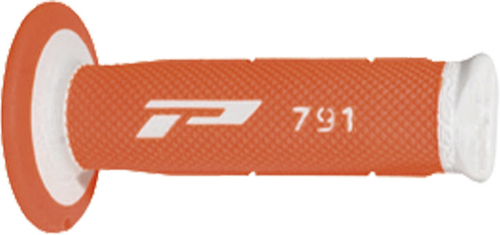 Poignées moto Off-Road Ø22/25 mm – Progrip 791 Blanc/Orange Fluo