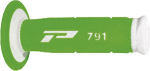 Poignées moto tout-terrain 22/25 mm Progrip 791 Blanc/Vert Fluo – Bout fermé