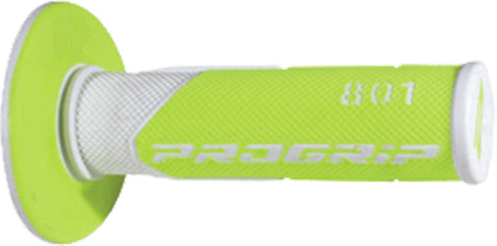 Poignées moto tout-terrain 22/25 mm – Progrip 801 Blanc/Vert Fluo
