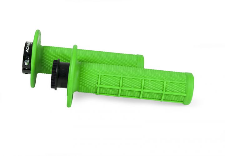 Poignées moto R20 Lock-On 1/2 Waffle Vert Fluo – R’Tech