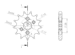 Pignon sortie de boîte Derbi Senda / Mulhacen 125 (2007-2014) – Supersprox PP20214 – Pas 428 – 14 dents