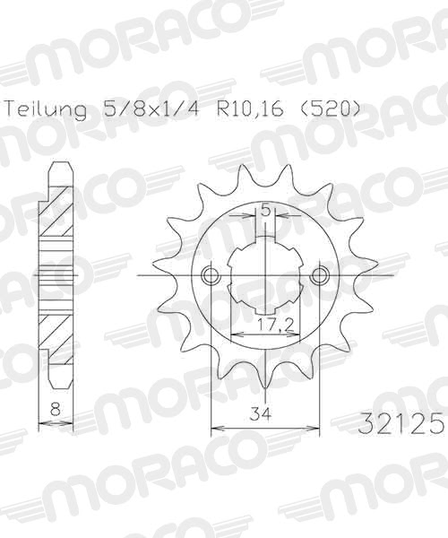 Pignon de sortie de boîte – Supersprox 50-32125-14 – Acier SCM45 – Haute performance