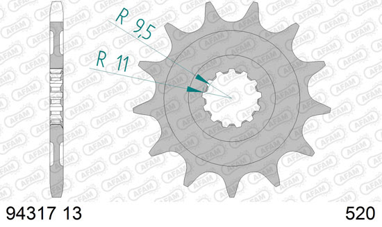 Pignon de sortie de boîte – Supersprox 94317-13 – Acier SCM45 – Transmission moto