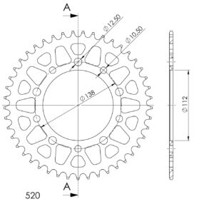 Couronne aluminium 44 dents Honda CBR1100 XX Blackbird 1997-2008, CBR600 F 1999-2000 – Supersprox AB509X44