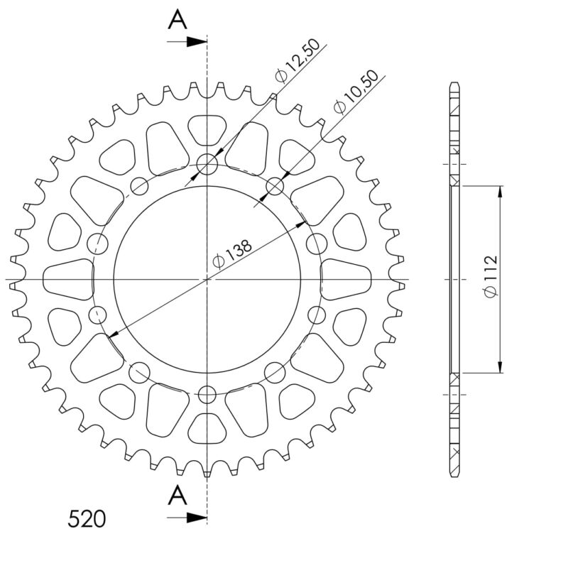 Couronne aluminium 44 dents Honda CBR1100 XX Blackbird 1997-2008, CBR600 F 1999-2000 – Supersprox AB509X44