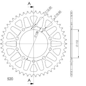Couronne aluminium 520 50 dents pour – Supersprox AB50950