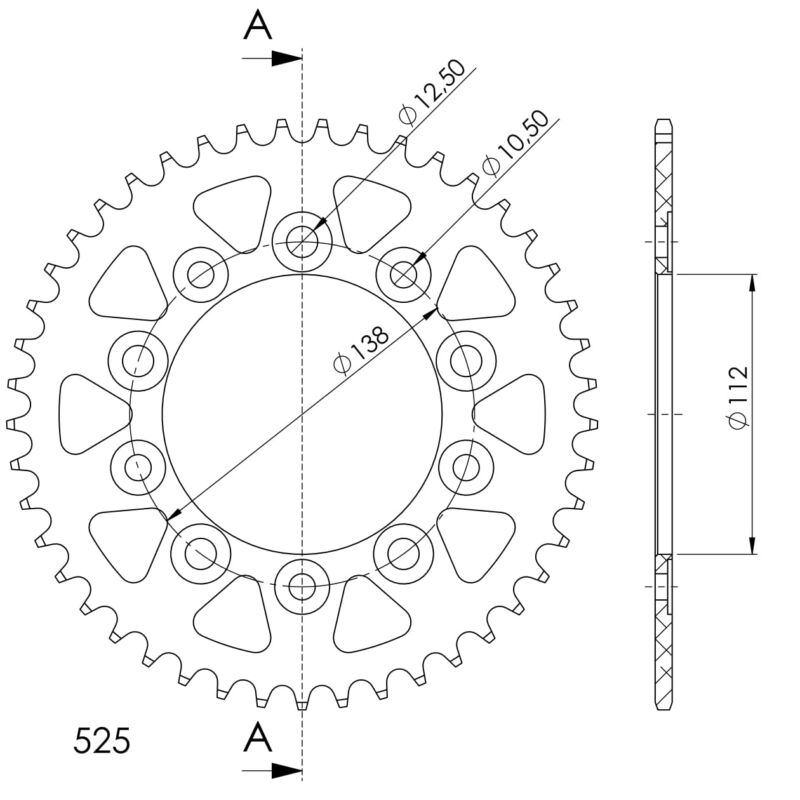 Couronne aluminium 45 dents 525 KTM / Husqvarna / Honda – Supersprox AB61345