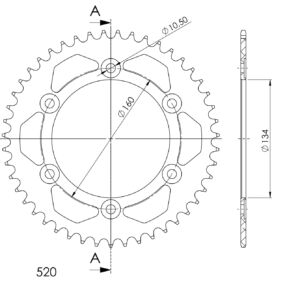 Couronne aluminium 46 dents Honda CBR600 FS Sport 2001–2010 – Supersprox AB618X46