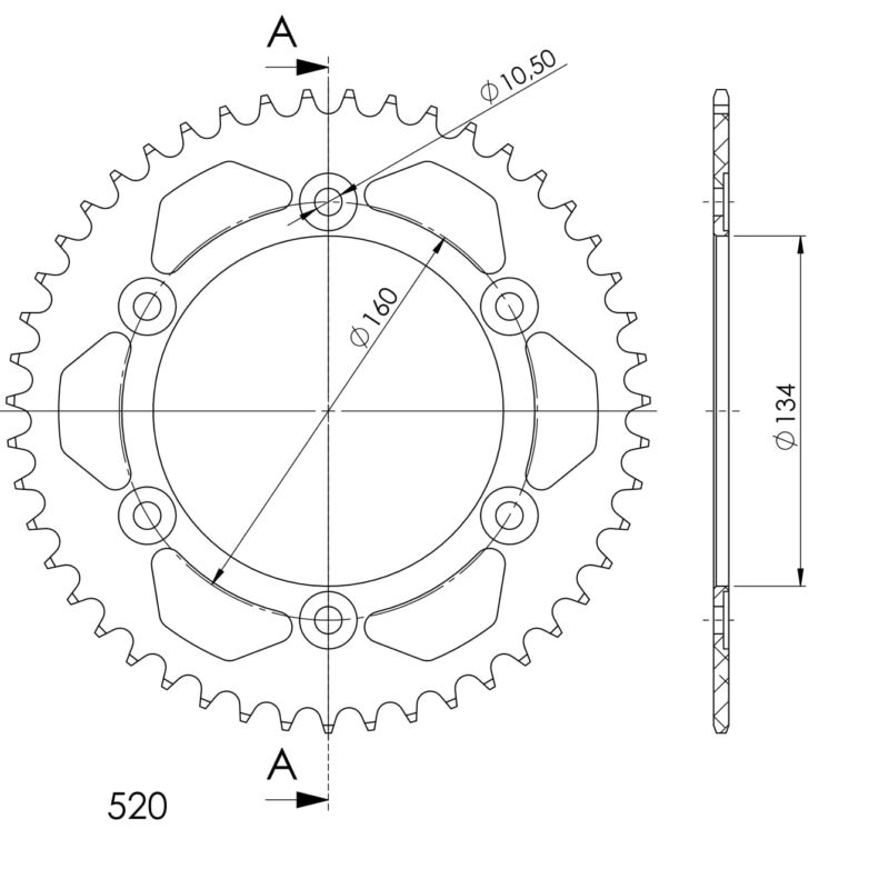Couronne aluminium 46 dents Honda CBR600 FS Sport 2001–2010 – Supersprox AB618X46
