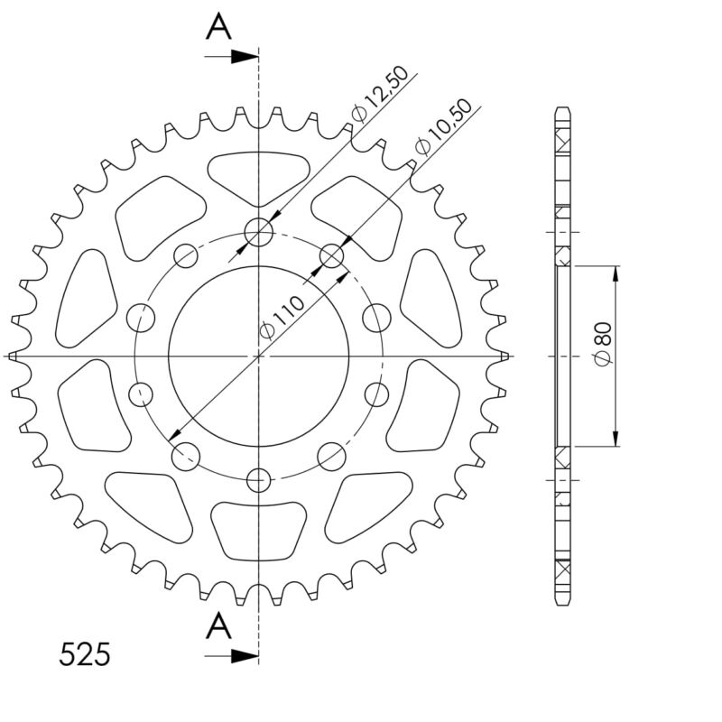 Couronne aluminium 42 dents Triumph America 865 (2007–2015) – Supersprox AB60842