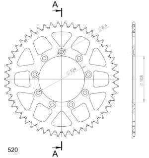 Couronne aluminium motocross TM Cross / Enduro (2002–2024) – Supersprox RAL-151_50_BLK (50 dents)