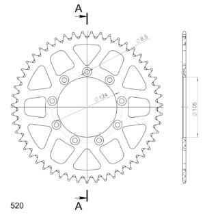Couronne aluminium 51 dents TM Cross / Enduro 1998–2024 – Supersprox AU314X51