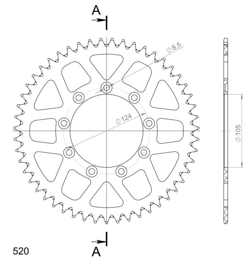 Couronne aluminium 51 dents TM Cross / Enduro 1998–2024 – Supersprox AU314X51