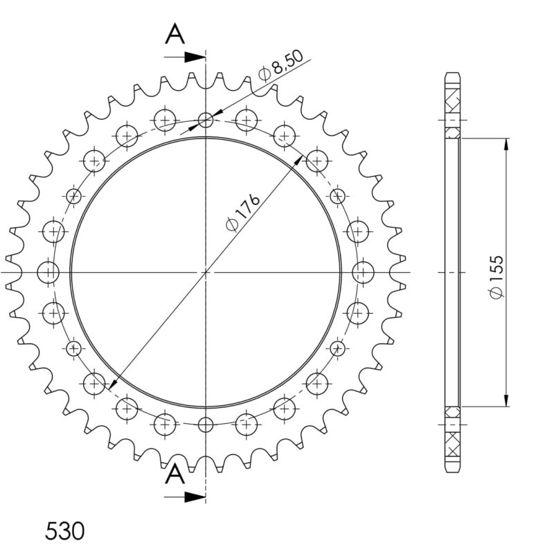 Couronne aluminium 43 dents Triumph Daytona / Speed Triple 1997-2019 – Supersprox AT60143