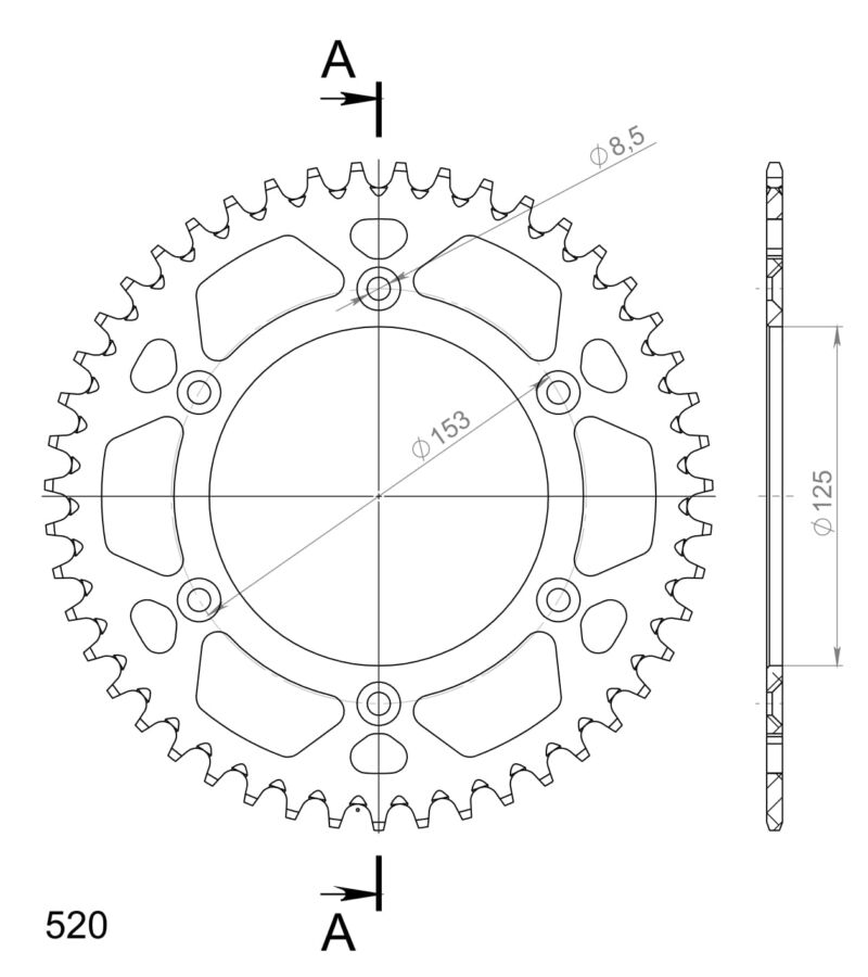 Couronne aluminium 47 dents Honda HM CRE250/CRE450/CRF450/CRM450/CRM500 (2002-2013) – Supersprox AB212X47