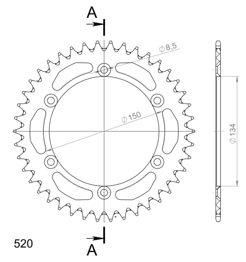 Couronne aluminium 42 dents Kawasaki KLX250 S/SF 2009-2014 – Supersprox AH206X42