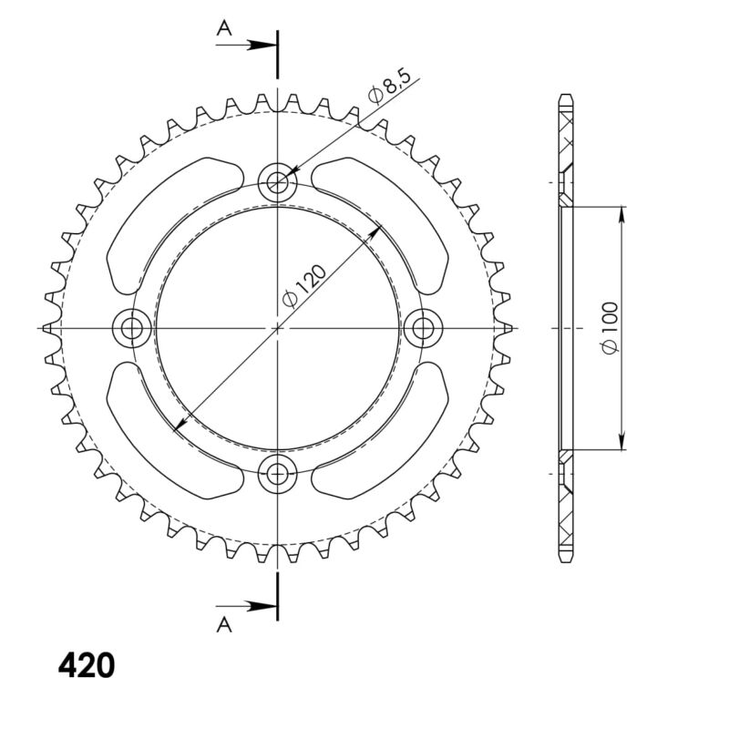 Couronne aluminium 48 dents KTM Husqvarna Honda – Supersprox RAL-6622:48-BLK