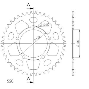 Couronne aluminium 44 dents Aprilia SL750 Shiver/GT 2007-2017 – Supersprox AJ80144