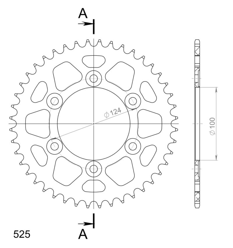 Couronne aluminium 44 dents Pas 525 moto – Supersprox AM60944