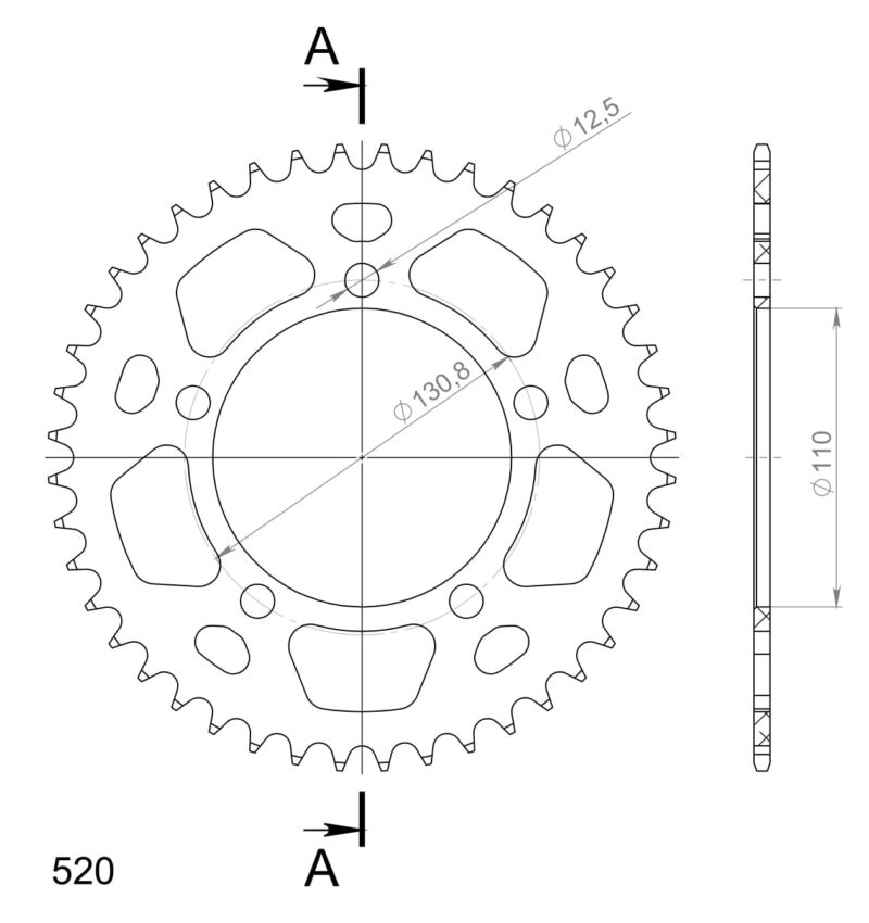 Couronne aluminium 44 dents BMW S1000 RR K46 2009–2011 – Supersprox AJ701X44